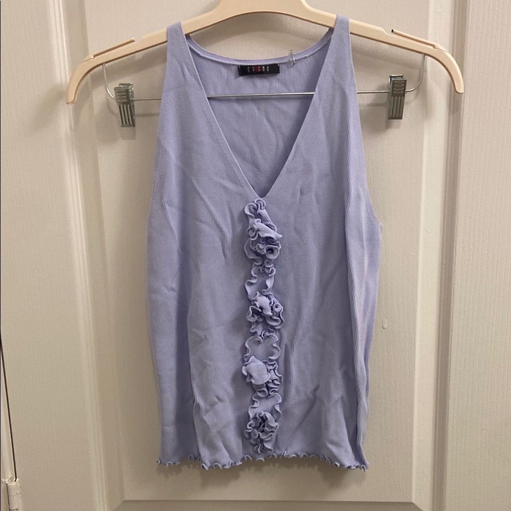 Purple Ruffled Sleeveless Tank‎ Top